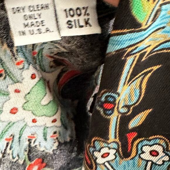 Nieves Lavi Dress Anthropologie Black Floral Print Silk Whimsigoth Mini Size 0 - Picture 5 of 7